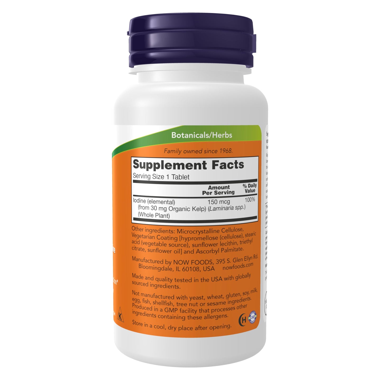 NOW Supplements Kelp 150 mcg Natural Iodine – Easy-to-Swallow Tablets, 200 Count