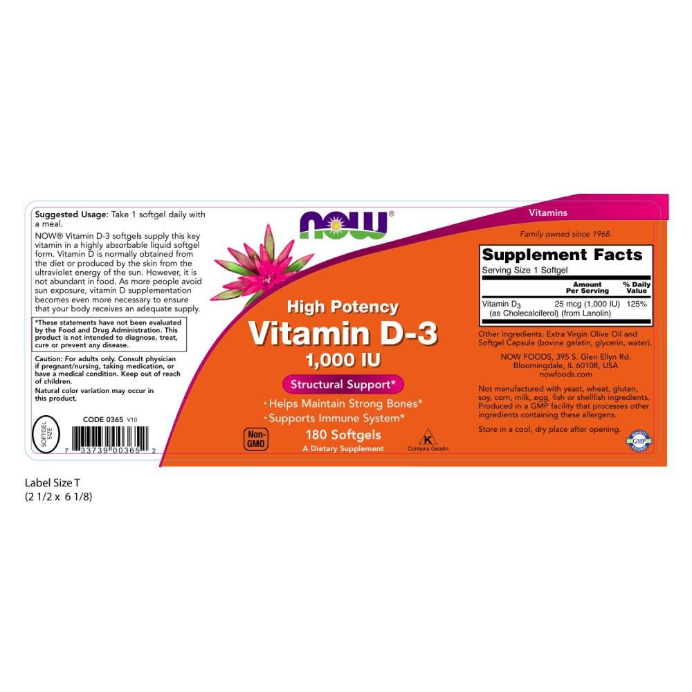Now VIT D-3 1000Iu – Vitamin D Supplement