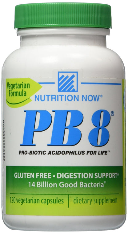 Now PB 8 Pro-Biotic Acidophilus Capsules – Vegetarian, 120-Count Bottles, 60 Servings