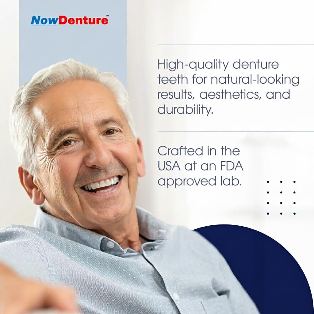 Heat and Fit NowDenture™ – Premium Immediate Lower Dentures (USA Made) – Real Teeth, Custom Fit, Medium