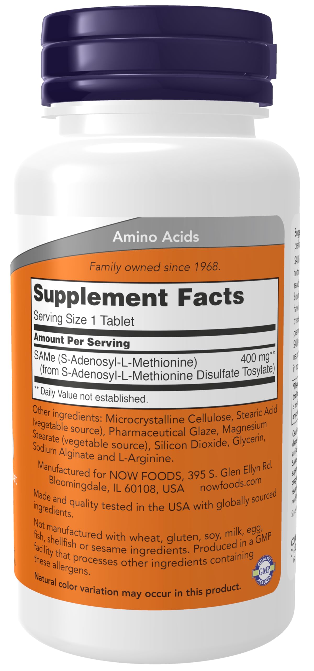 NOW Foods SAMe 400 mg – Nervous System & Joint Health Support, 60 Tablets