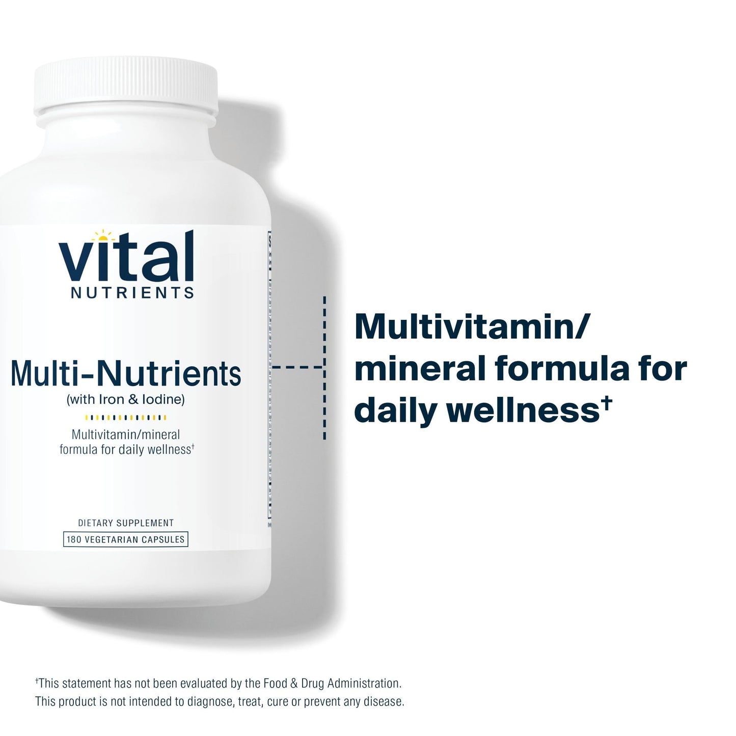 Vital Nutrients Multi-Nutrients with Iron and Iodine - Vegetarian Multivitamin (180 Capsules)