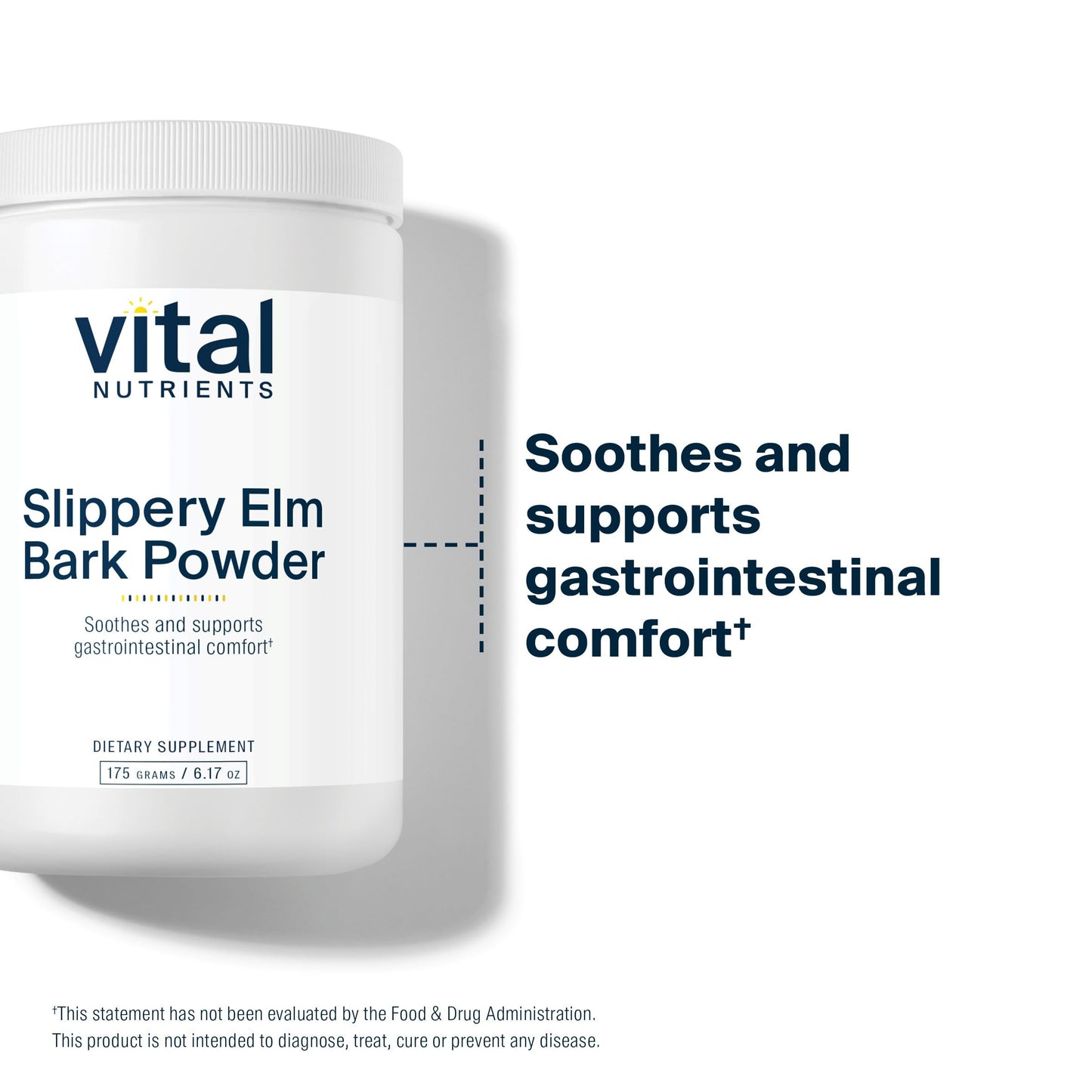 Vital Nutrients Slippery Elm Bark Powder 2500mg - Leaky Gut Support, Vegan, Non-GMO, Gluten/Dairy/Soy Free