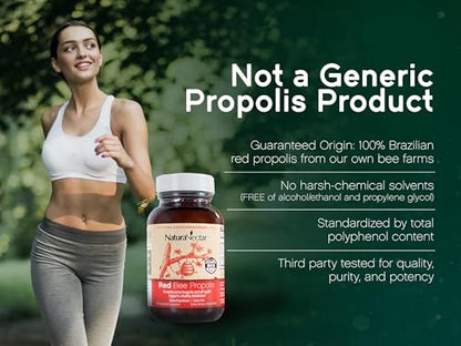 NaturaNectar Red Bee Propolis Capsules – NSF Certified, Gluten-Free (60pcs)