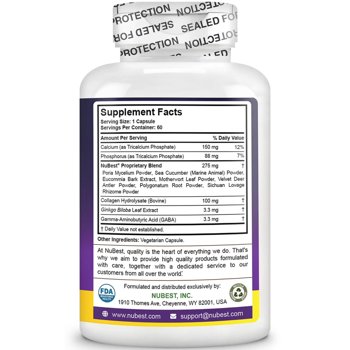 NuBest Tall: Bone Strength, Immunity & Growth for Ages 5+ | Calcium, Collagen & Herbs | 60 Capsules
