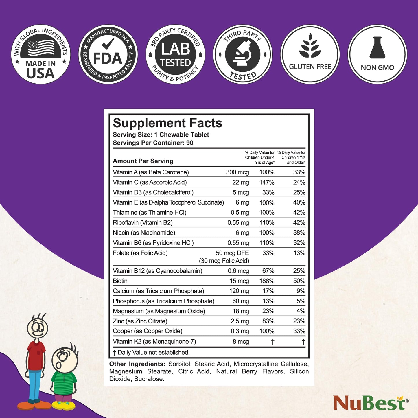 NuBest Tall Kids: Toddler & Kids Vitamins (Ages 2-9) | Bone Strength & Immunity