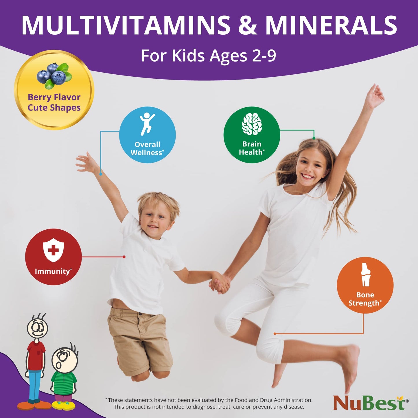 NuBest Tall Kids Vitamins for Ages 2-9 – Bone Strength, Immunity & Growth