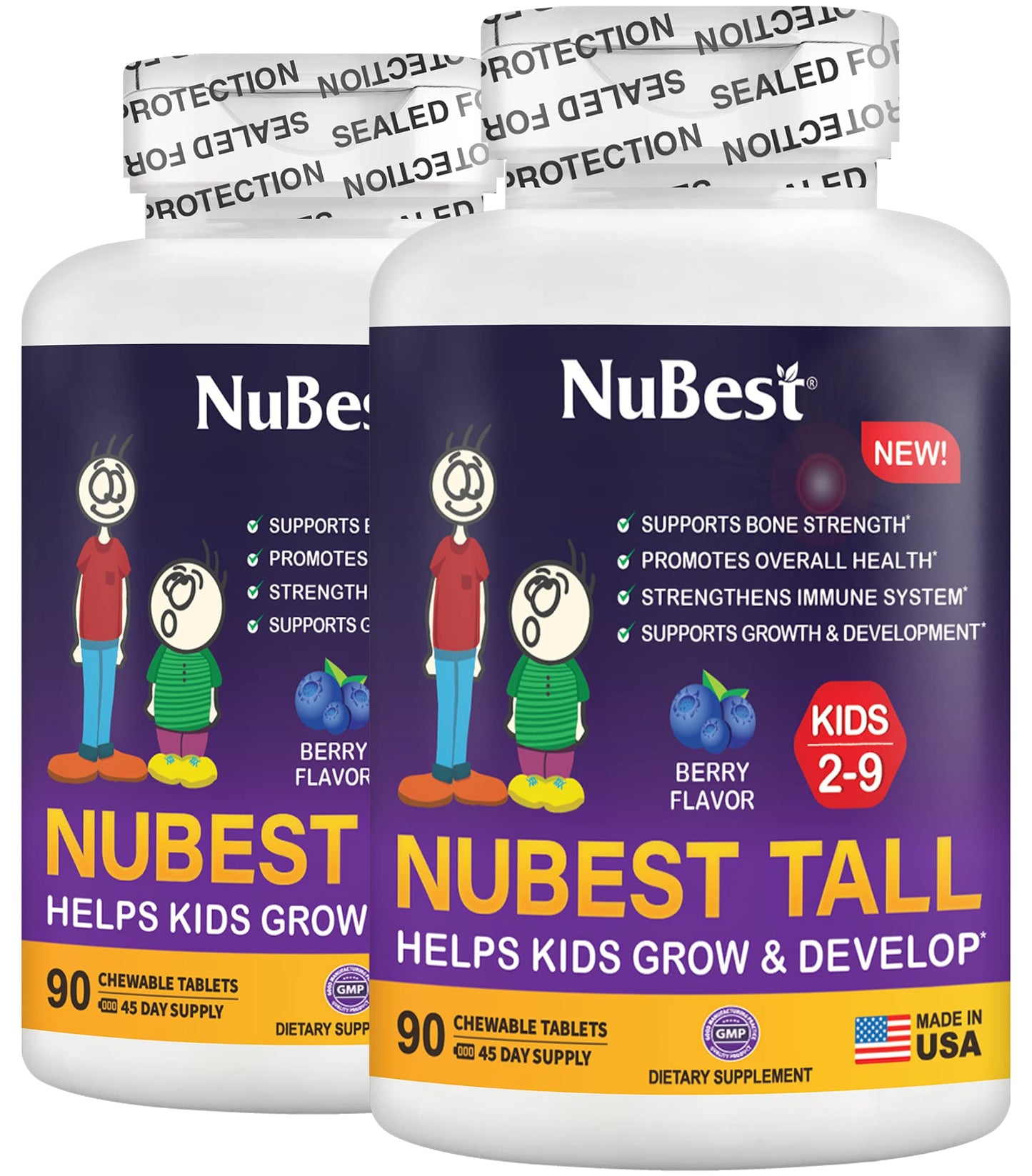 NuBest Tall Kids Vitamins for Ages 2-9 – Bone Strength, Immunity & Growth