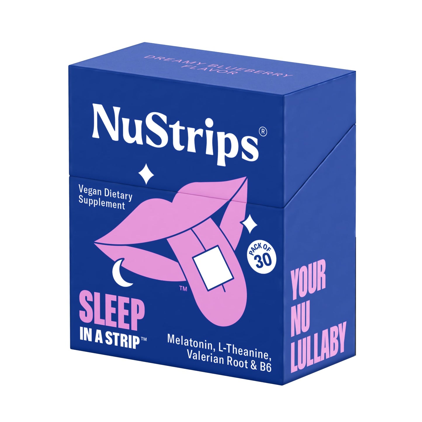NuStrips Sleep Strips – 5mg Melatonin, Valerian, L-Theanine & B6 (Blueberry) | Vegan, Non-GMO