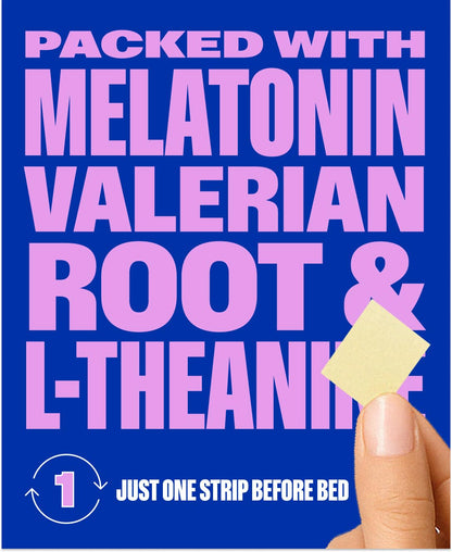 NuStrips Sleep Strips – 5mg Melatonin, Valerian, L-Theanine & B6 (Blueberry) | Vegan, Non-GMO