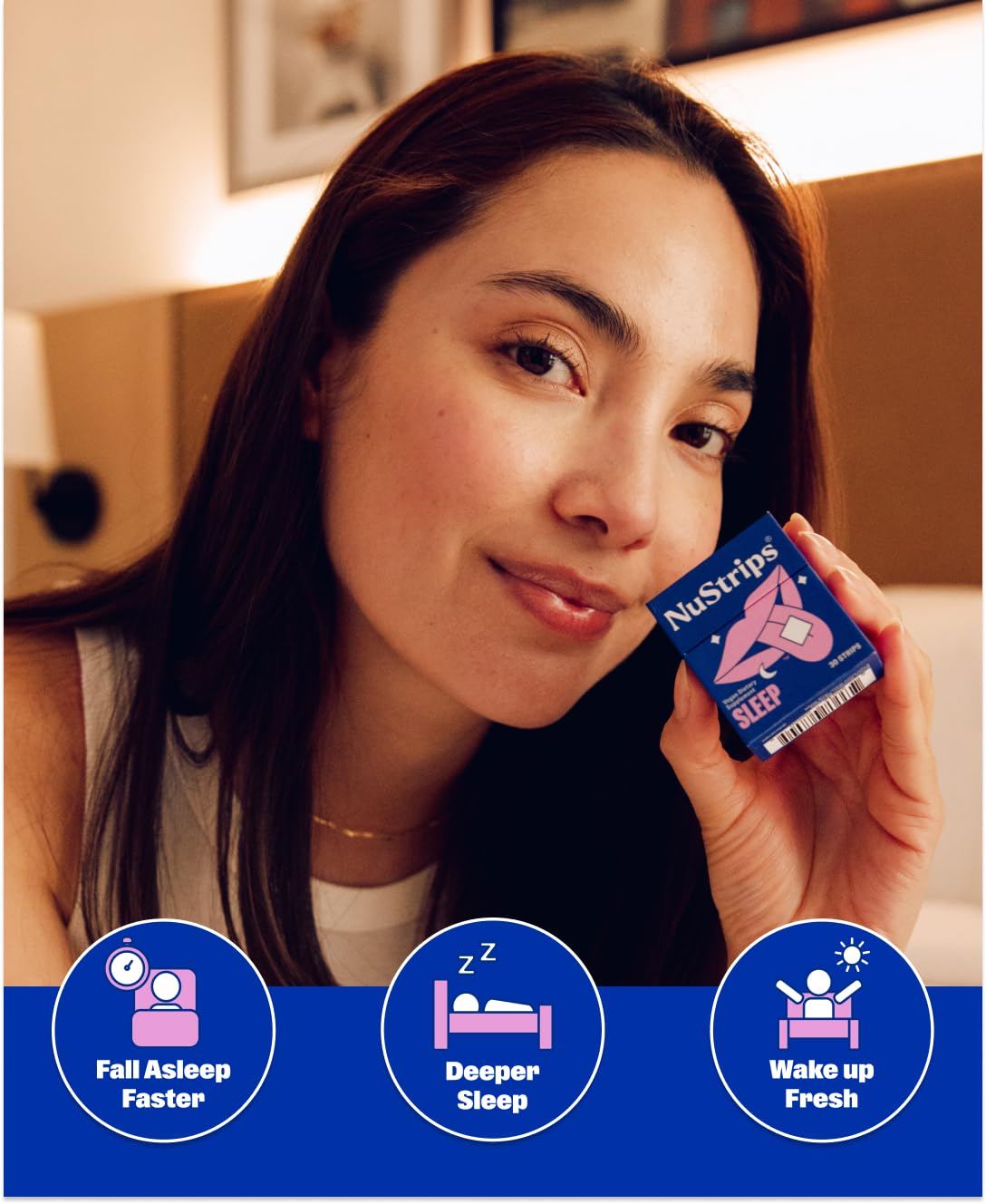 NuStrips Sleep Strips – 5mg Melatonin, Valerian, L-Theanine & B6 (Blueberry) | Vegan, Non-GMO