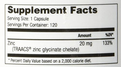 NuMedica - Zinc Glycinate 20mg - 120 Vegetable Capules