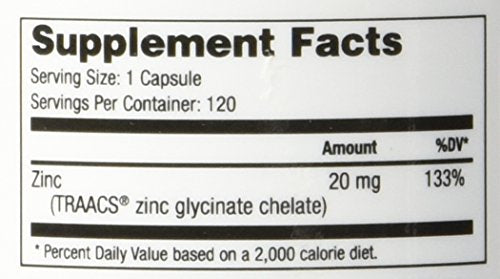 NuMedica - Zinc Glycinate 20mg - 120 Vegetable Capules
