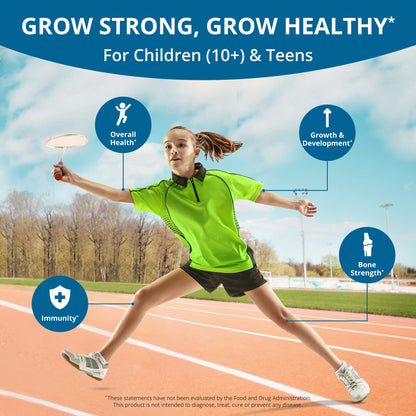 NuBest Grow Power Calcium & Magnesium Supplement – Vitamin D3, Zinc, Phosphorus | Pack 3 for Ages 10+