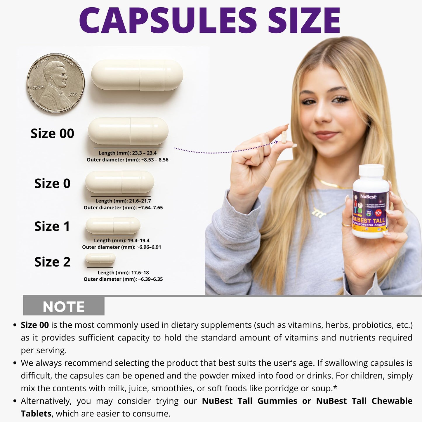 NuBest Tall 10+ Premium Bone Strength Formula for Ages 10+ — Calcium, D3 & K2 | 60 Capsules