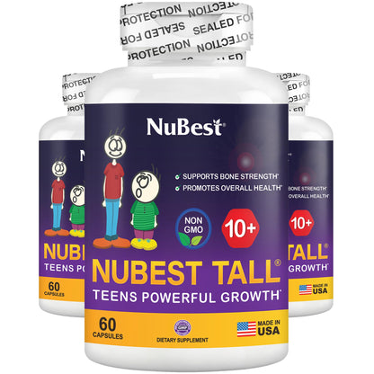 NuBest Tall 10+ – Advanced Bone Strength Formula for Kids 10+ & Teens | Supports Immunity, Development & Wellness | Pack 3 (3 Months)