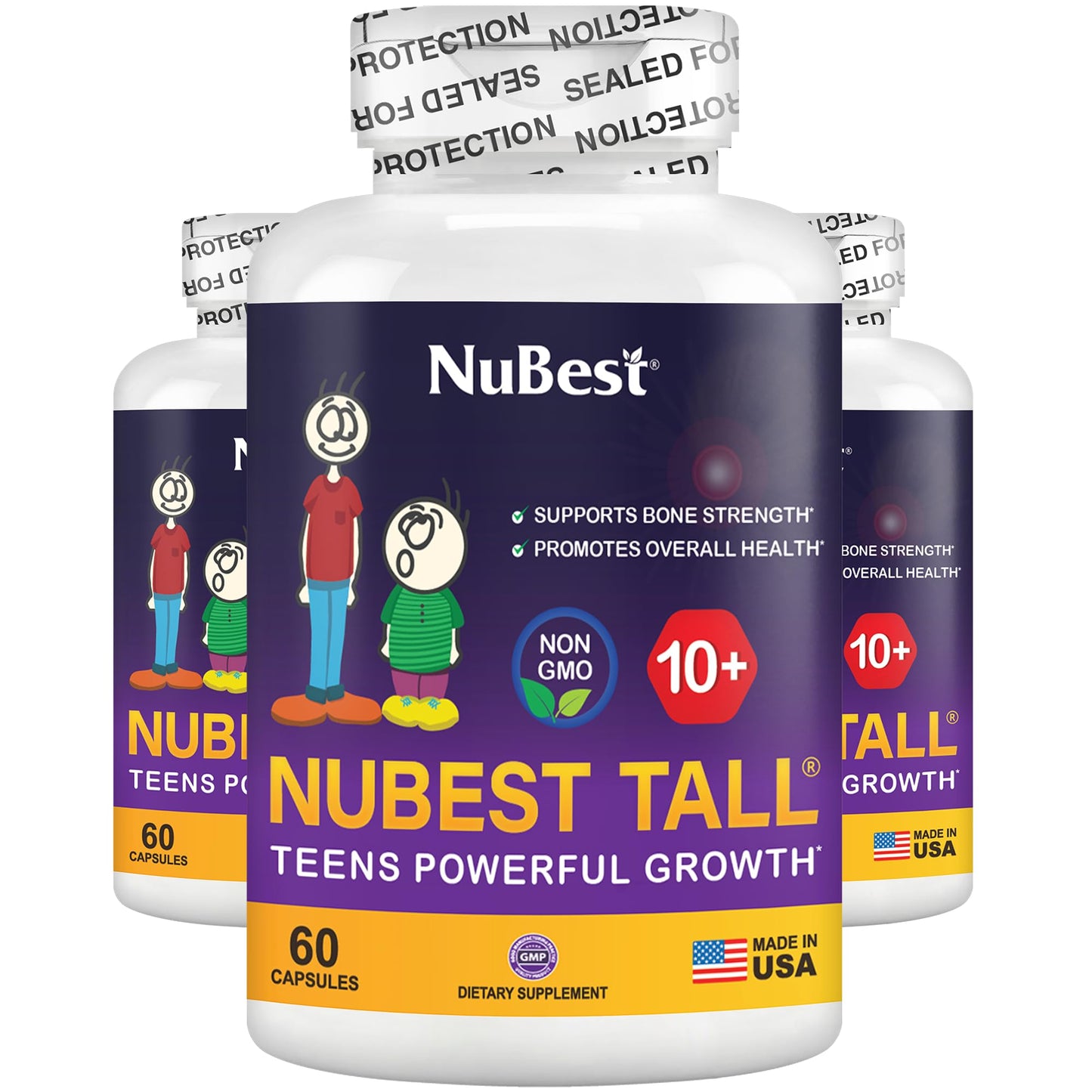 NuBest Tall 10+ – Advanced Bone Strength Formula for Kids 10+ & Teens | Supports Immunity, Development & Wellness | Pack 3 (3 Months)