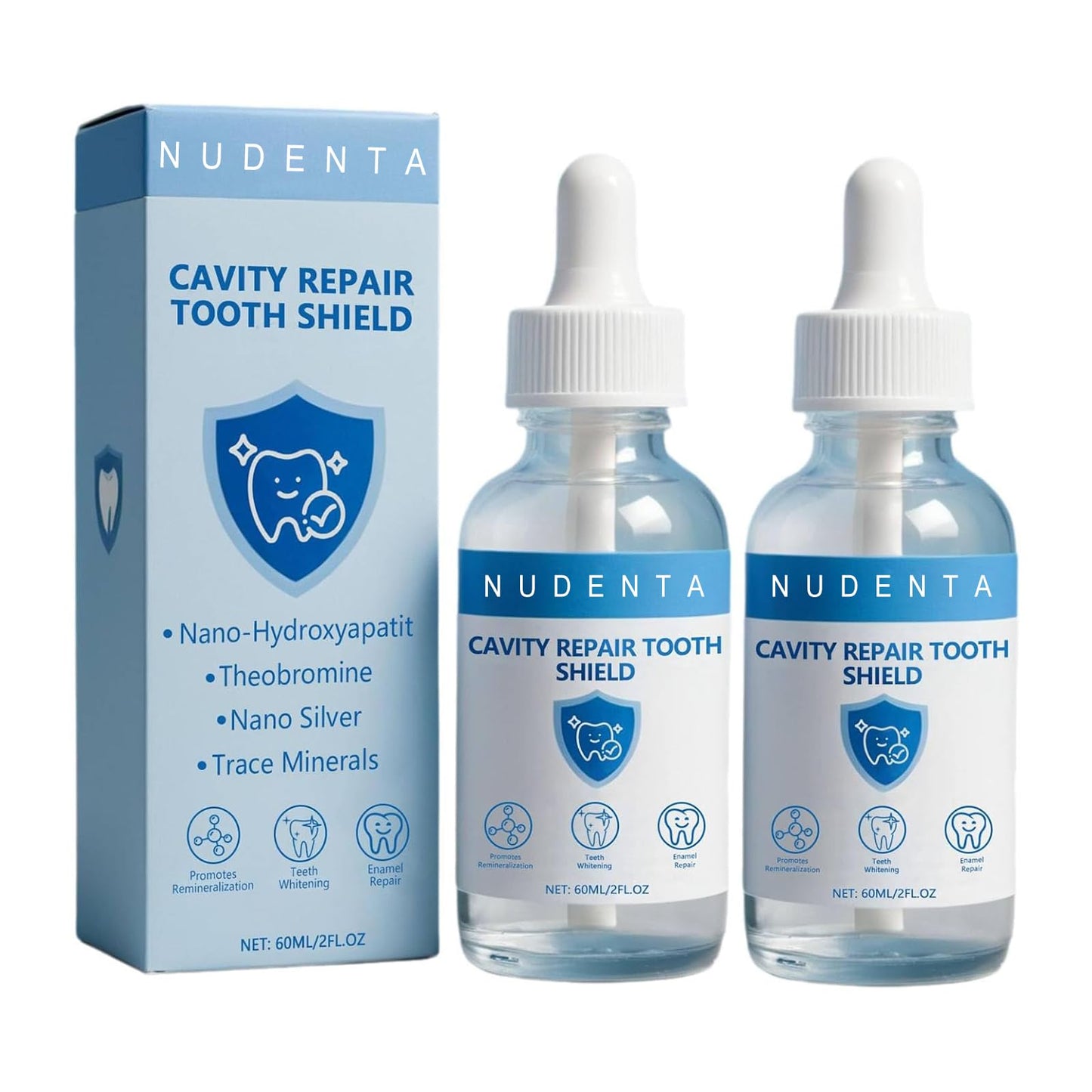 Nudenta Odontic Repair - Cavity Healing Tooth Armor Liquid with Nano Hydroxyapatite Remineralization 60ml