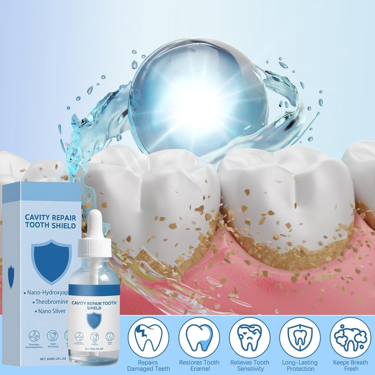 2Pcs Nudenta Odontic Repair Tootharmor - Cavity Healing Liquid for Enamel Protection & Gum Health