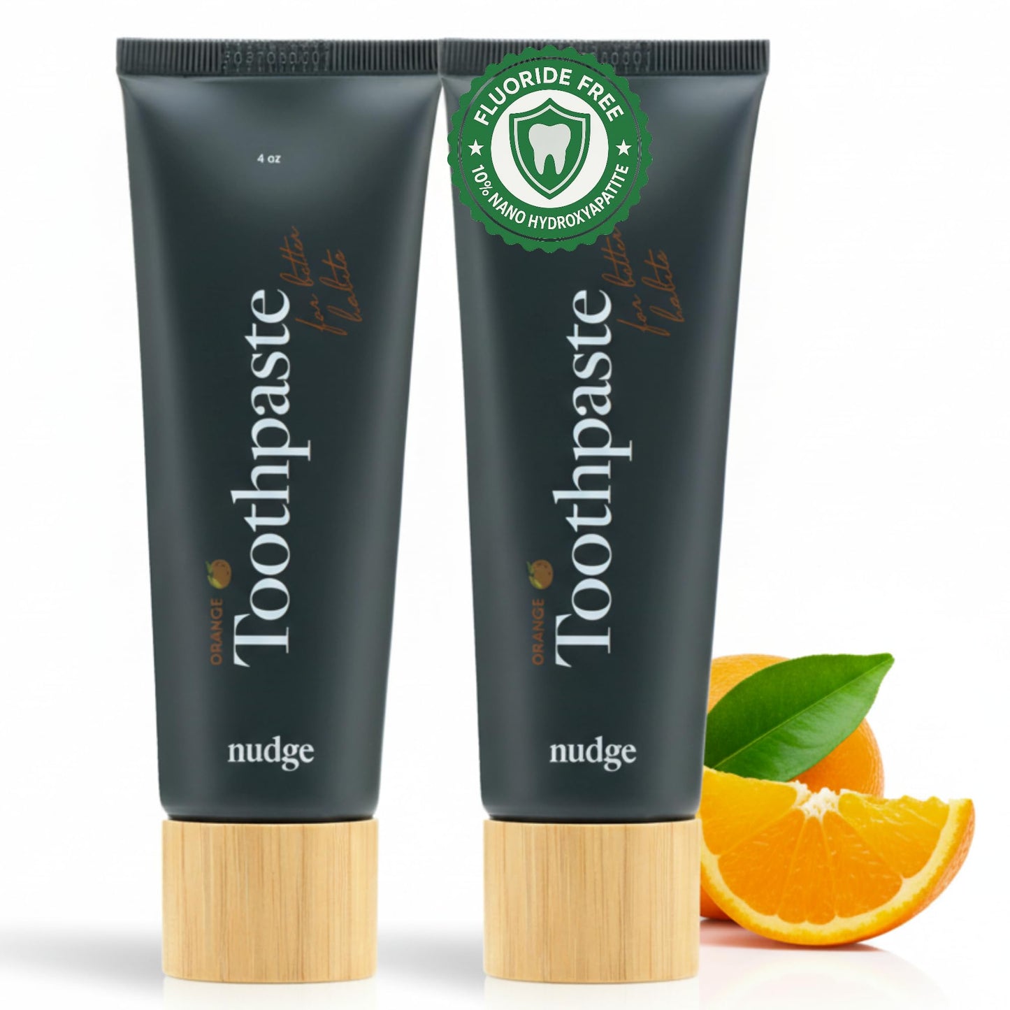 Nudge Nano Hydroxyapatite Toothpaste Remin+ Orange - Fluoride-Free, SLS-Free, 4 oz Pack of 2