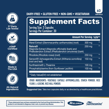 NuEthix Formulations Cort-Eaze – Cortisol Support Supplement with Ashwagandha, L-Theanine & Rhodiola Rosea | 60 Capsules