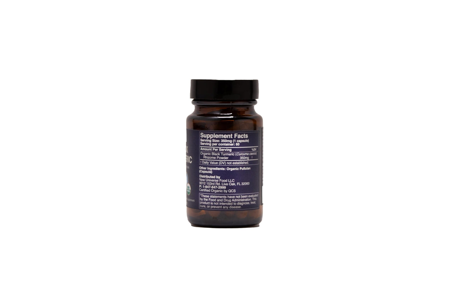 NUF Organic Black Turmeric 350mg Capsules – US Grown, Vegan, Gluten Free, Non-GMO