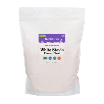 NuNaturals White Stevia Powder Blend – Zero-Calorie Plant-Based Sweetener, 5 lbs
