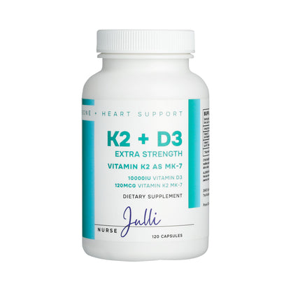 Nurse Julli Vitamin K2 + D3 MK-7 - Extra Strength, 120 Capsules