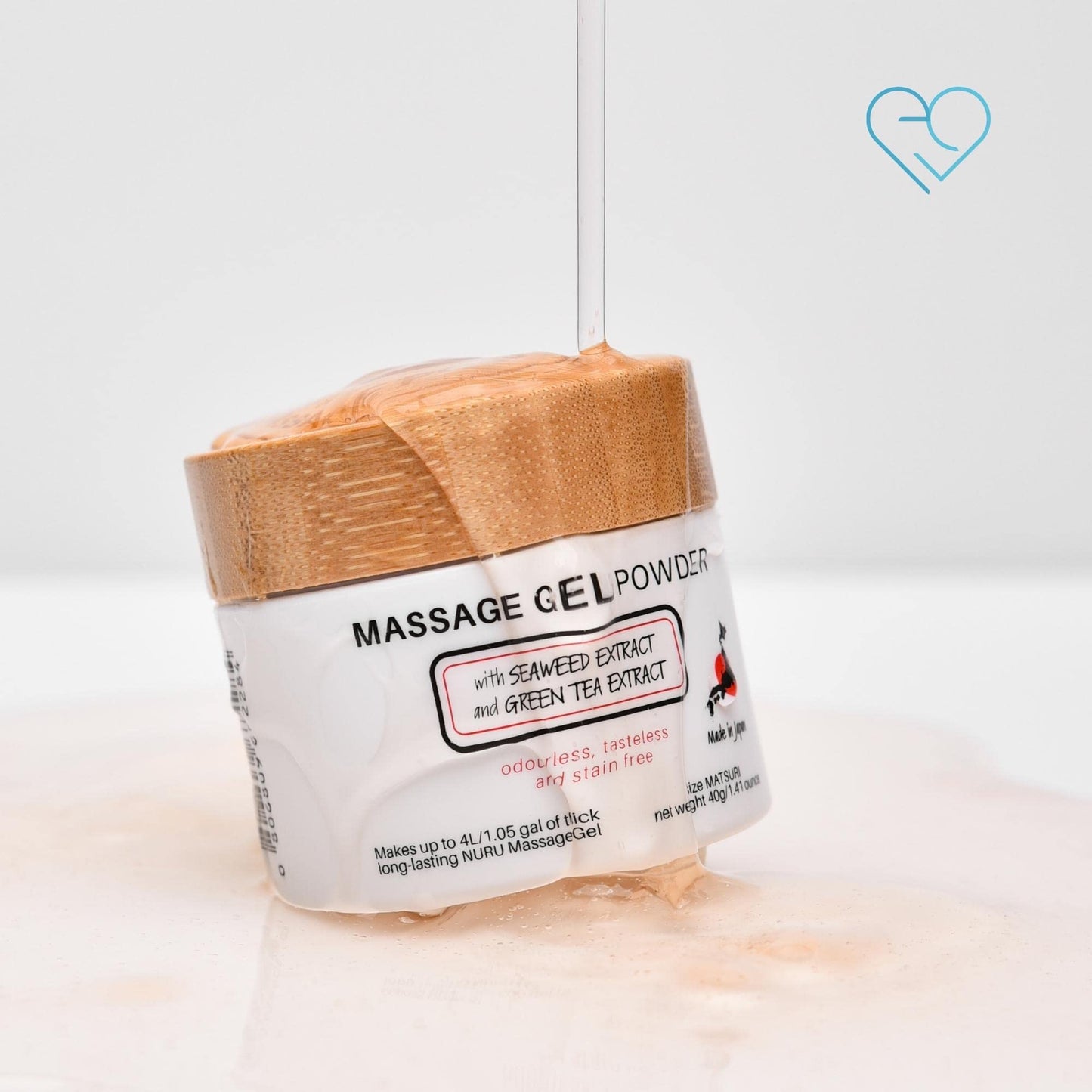 Nuru Massage Gel Powder 40g | Seaweed & Green Tea, Paraben & Glycerine Free, Makes 1.05 gal