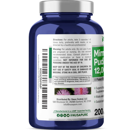 NusaPure Mimosa Pudica Seed 12,000 mg - 200 Vegan Capsules (10:1 Extract, Non-GMO, Gluten Free) - Pack of 2