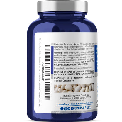 NusaPure White Kidney Beans 30:1 Extract – 24,000 mg Equivalent, 200 Vegan Capsules (Pack of 2)