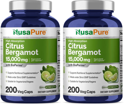 NusaPure Citrus Bergamot Capsules 15,000mg – 200 Servings (Pack of 2)
