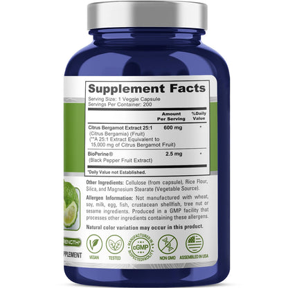NusaPure Citrus Bergamot Capsules 15,000mg – 200 Servings (Pack of 2)