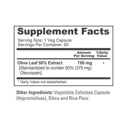 NusaPure Olive Leaf Extract 750 mg - 60 Vegan Capsules | 50% Oleuropein