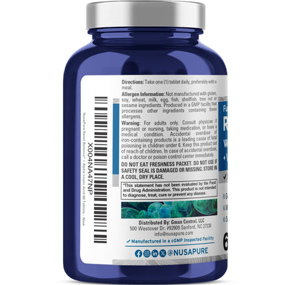 NusaPure Renal Balance with Alpha Lipoic Acid, Vitamin & Mineral – Vegetarian, Vegan, Non-GMO, 60 Tablets