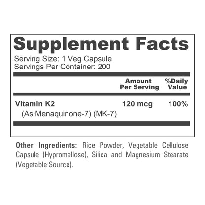 NusaPure Vitamin K2 MK-7 120 mcg – 200 Veggie Caps (Soy Free, Non-GMO, Vegan) Pack of 2