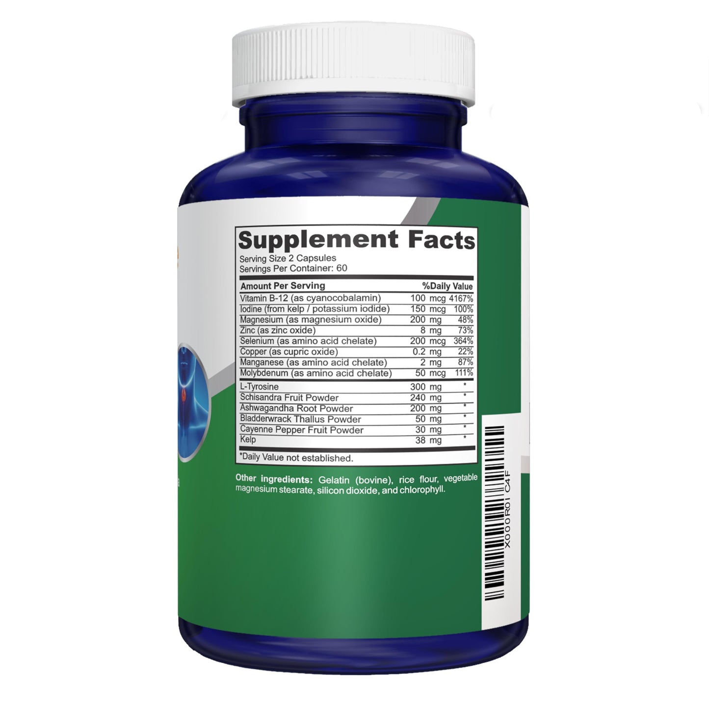 NusaPure Thyroid Support Supplement (Non-GMO) 120 Caps – Pack of 2