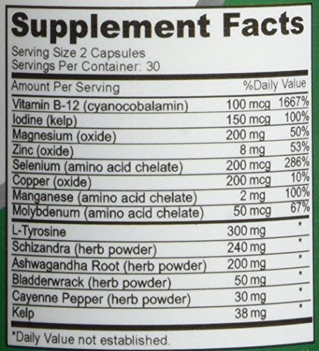NusaPure Thyroid Support Supplement (Non-GMO) 120 Caps – Pack of 2