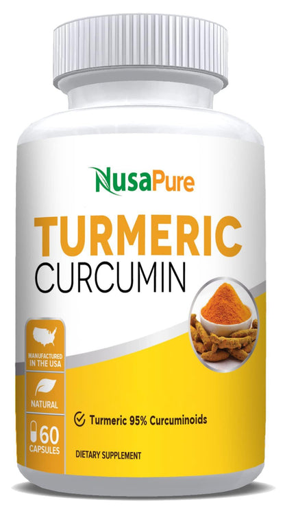 NusaPure Turmeric Curcumin 600 mg - 60 Capsules | 95% Curcuminoids