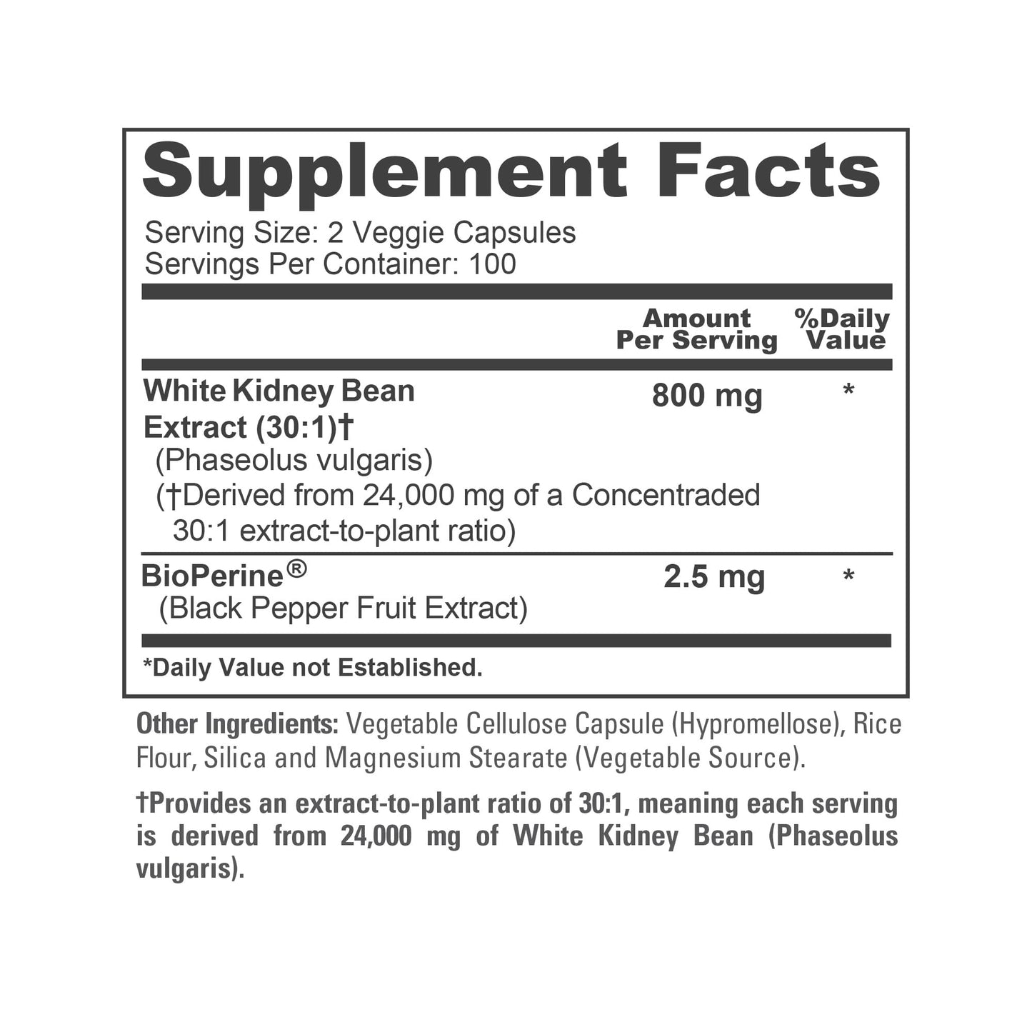 NusaPure White Kidney Beans 30:1 Extract – 24,000 mg Equivalent, 200 Vegan Capsules (Pack of 2)