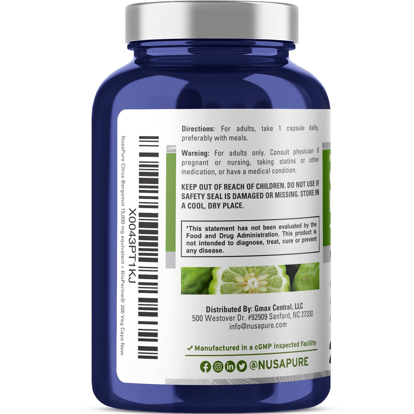 NusaPure Citrus Bergamot Capsules 15,000mg – 200 Servings (Pack of 2)