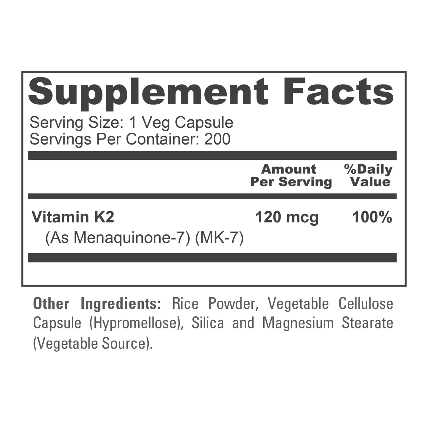 NusaPure Vitamin K2 MK-7 120 mcg – 200 Veggie Caps (Soy Free, Non-GMO, Vegan) Pack of 2