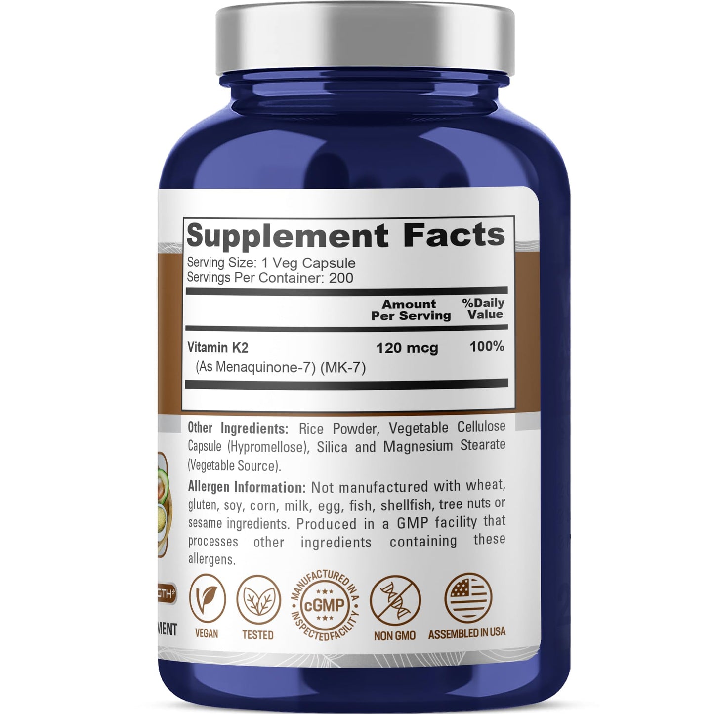 NusaPure Vitamin K2 MK-7 120 mcg – 200 Veggie Caps (Soy Free, Non-GMO, Vegan) Pack of 2