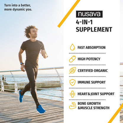 NUSAVA 4 Pack Organic Vitamin D3 K2 Drops with MCT Oil – 5000 IU, Vanilla