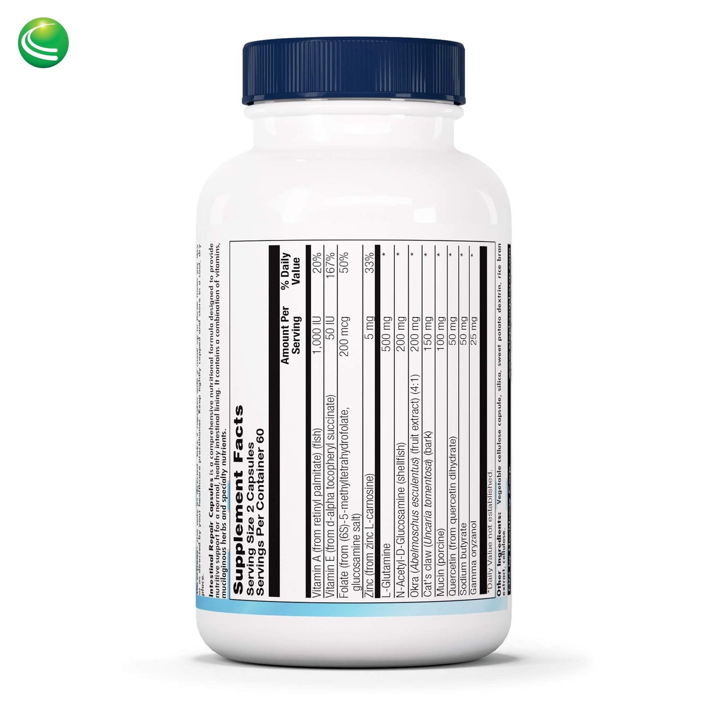 Nutra Biogenesis Intestinal Repair Capsules - Gut Health Supplement with Sodium Butyrate | 120 Capsules