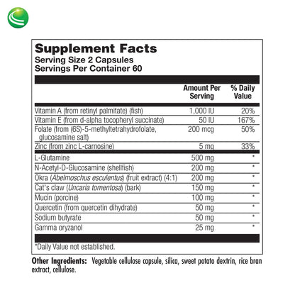Nutra Biogenesis Intestinal Repair Capsules - Gut Health Supplement with Sodium Butyrate | 120 Capsules