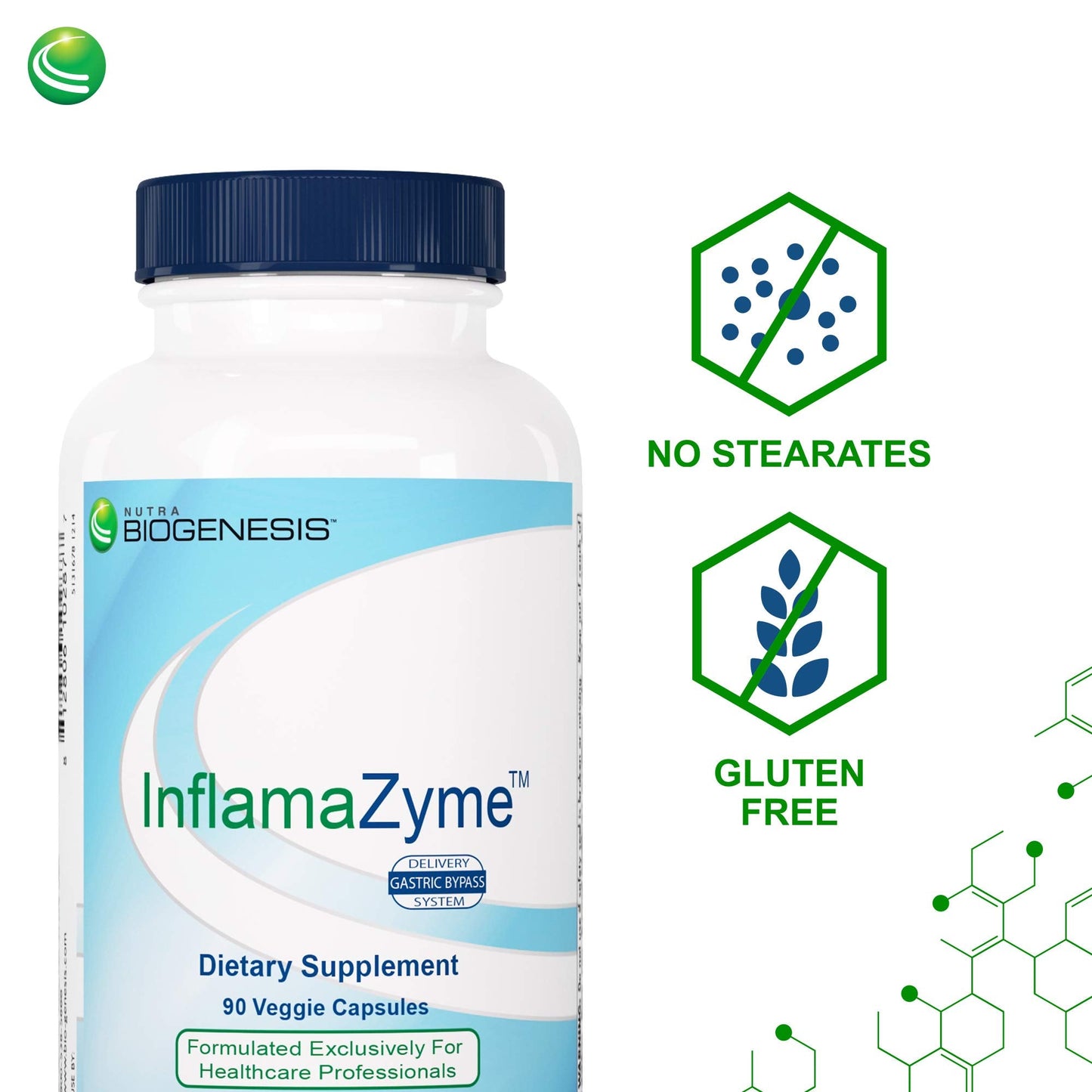 Nutra Biogenesis InfamaZyme Digestive Enzymes for Women & Men – Pancreatin, Bromelain, Papain | 90 Capsules