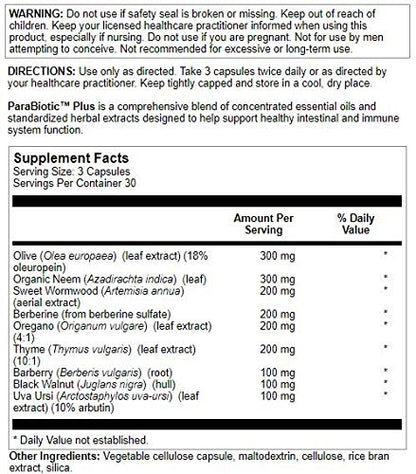 Nutra Biogenesis ParaBiotic Plus – Probiotics for Women & Men | 90 Veggie Capsules