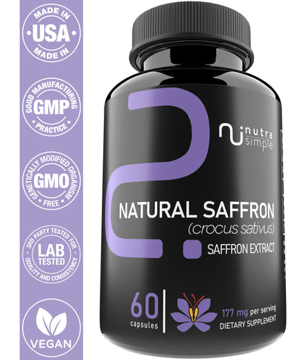 Nutra Simple Saffron 177mg – Pure Extract, Made in USA | Mood & Eye Support