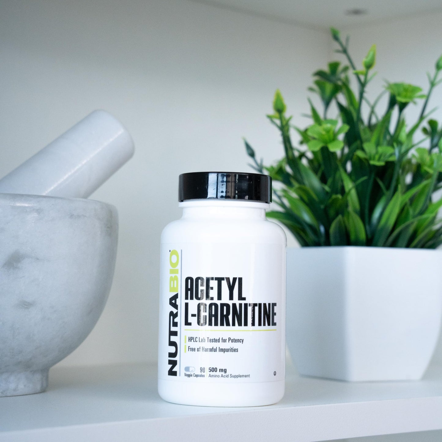 NutraBio Acetyl L-Carnitine (ALCAR) Supplement 500mg - 90 Capsules | Natural Energy Production & Metabolic Support